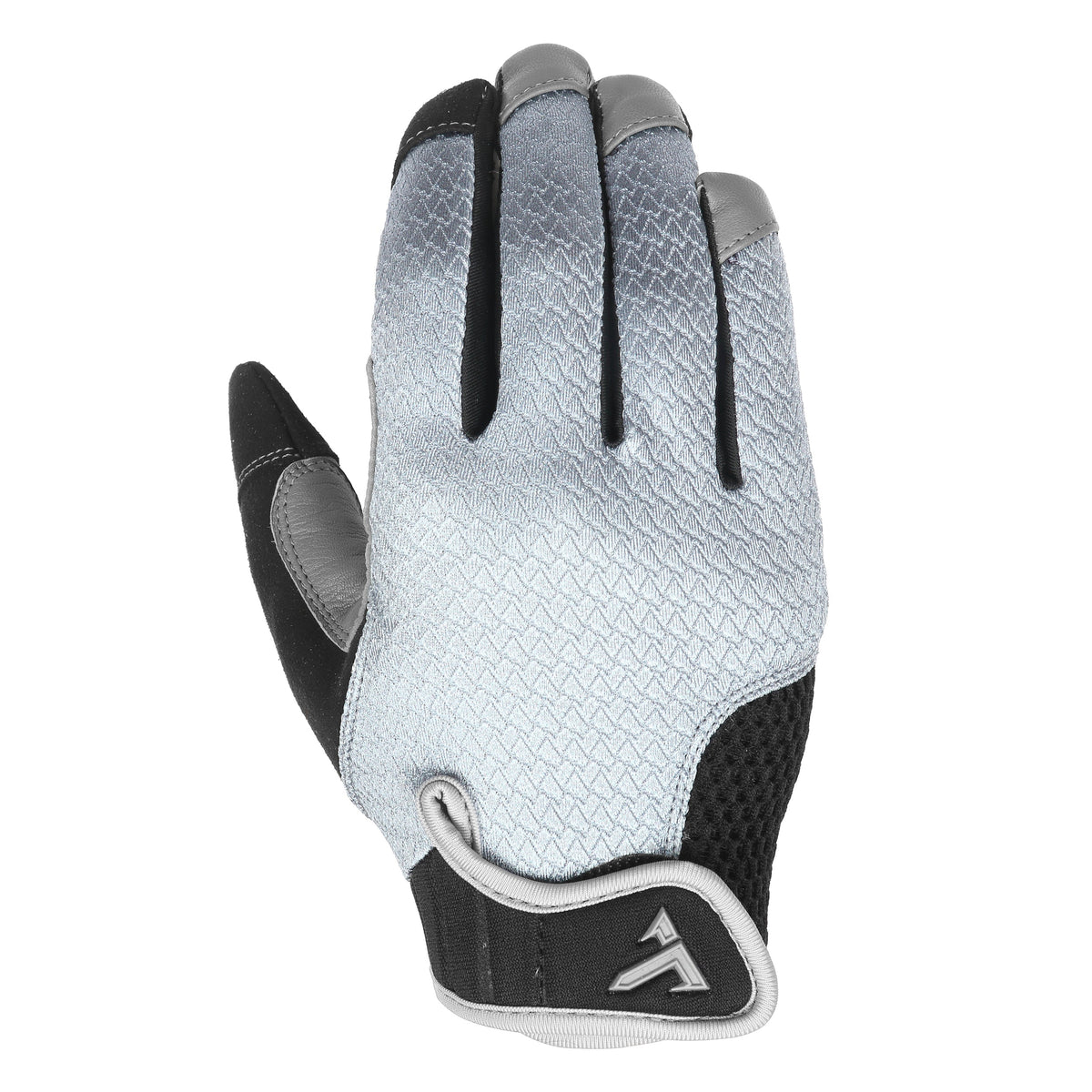 Back of the TRUCK Berm prototype glove in Cloud, light grey textured mesh with a grey pull tab at the cuff