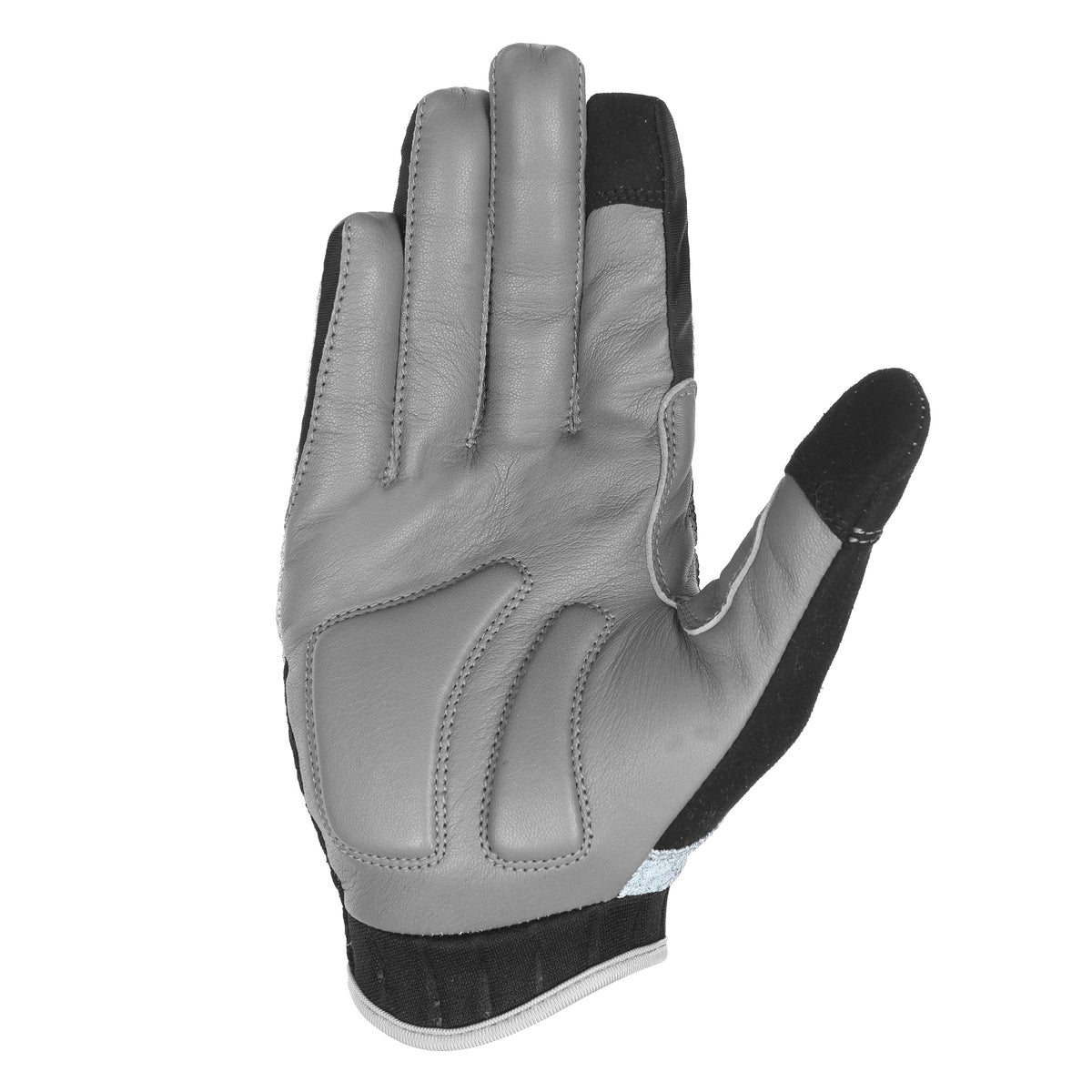 Padded grey leather palm of the TRUCK Berm prototype glove in Cloud