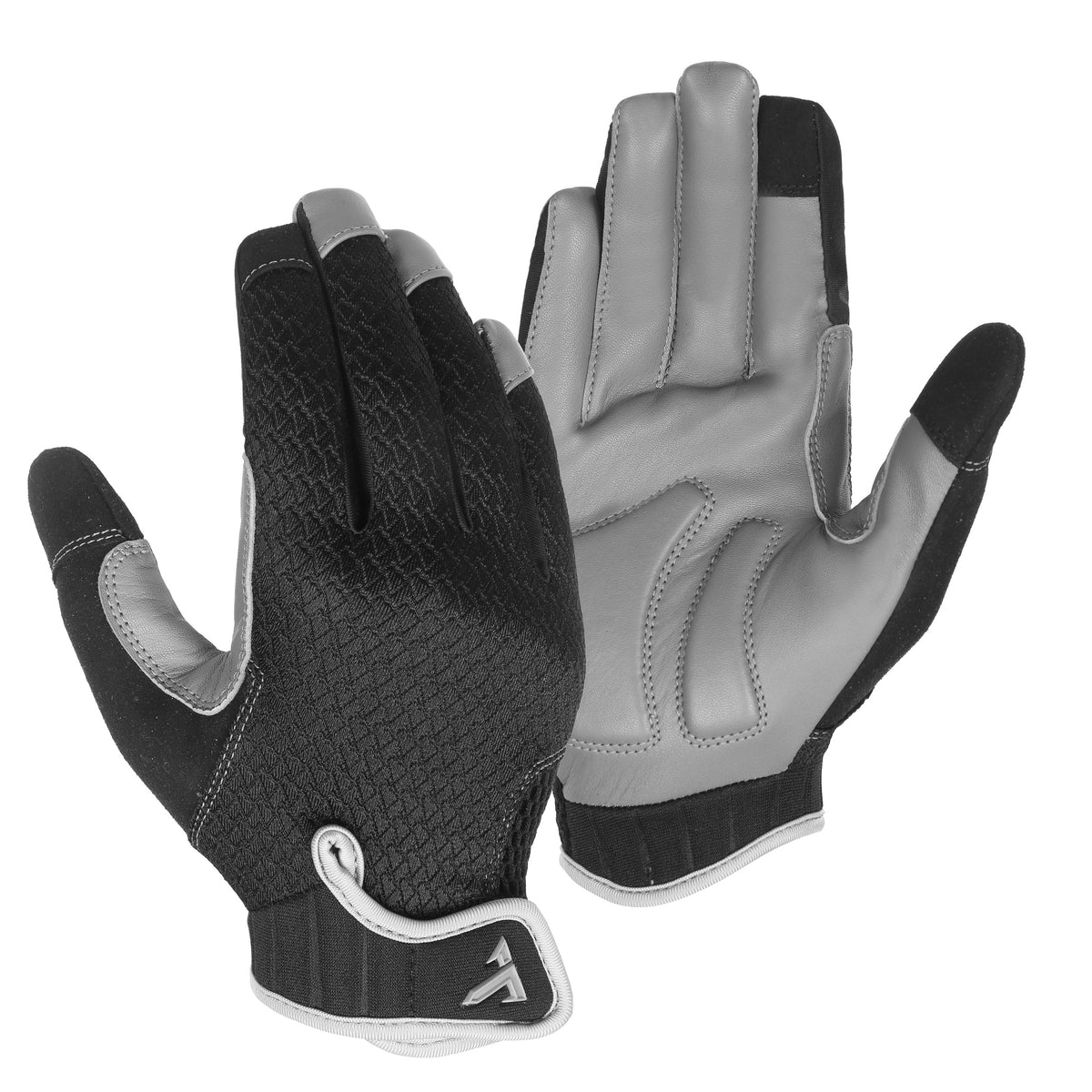 TRUCK Berm prototype glove in Ash, back of the hand and padded grey leather palm shown side by side