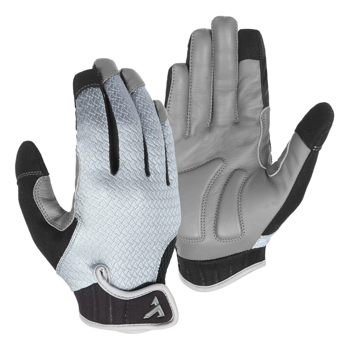 TRUCK Berm prototype glove in Cloud, back of the hand and padded grey leather palm shown side by side